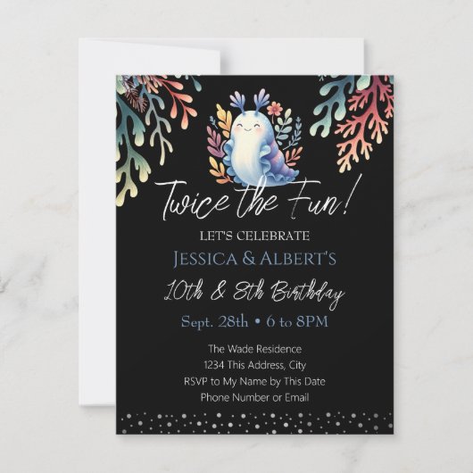 Dubbele Verjaardag Zomer Zee Slak Kinder Kaart (Voorkant)