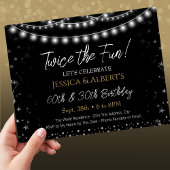 Dubbele Verjaardag Zwart en Zilveren Lichten Kaart