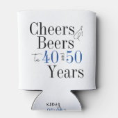 Dubbele verjaardagsfeest juichen en bieren blauw blikjeskoeler (Achterkant)