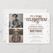 Dubbele Verjaardagsfeestster Confetti Foto Kaart (Voorkant)