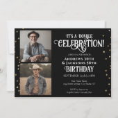 Dubbele Verjaardagsfeestster Confetti Foto Kaart (Voorkant)