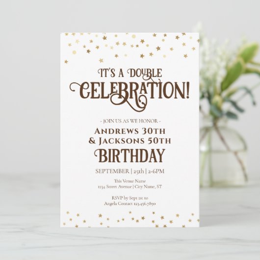 Dubbele Verjaardagsfeestster Confetti Kaart (Staand voorkant)