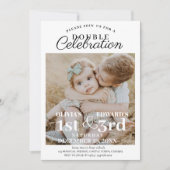 Dubbele verjaardagsfoto Elegant Minimaal  Kaart (Voorkant)