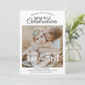 Dubbele verjaardagsfoto Elegant Minimaal  Kaart (Staand voorkant)