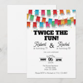 Dubbele verjaardagsuitnodiging Sjabloon Kaart (Voorkant / Achterkant)