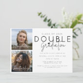Dubbele Viering 2 Foto Afstuderen Kaart (Staand voorkant)