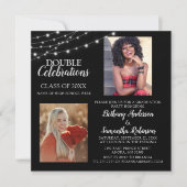 Dubbele Viering 2 Foto Afstuderen Kaart (Voorkant)