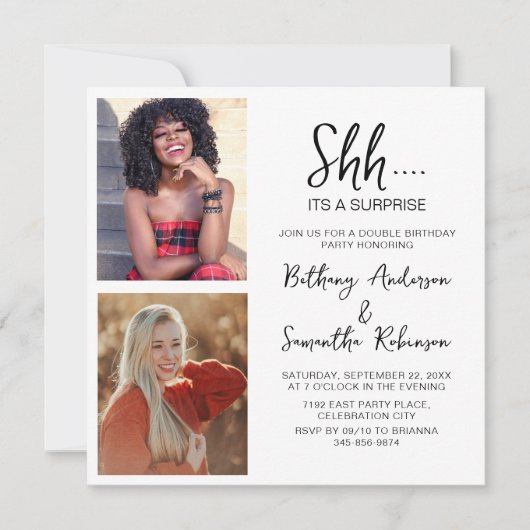 Dubbele Viering 2 Foto Verjaardag Kaart (Voorkant)