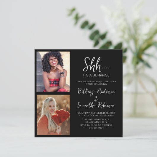 Dubbele Viering 2 Foto Verjaardag Kaart (Staand voorkant)