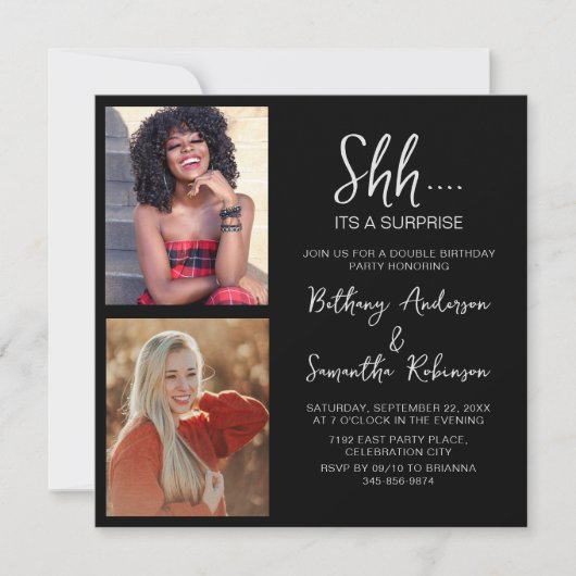 Dubbele Viering 2 Foto Verjaardag Kaart (Voorkant)