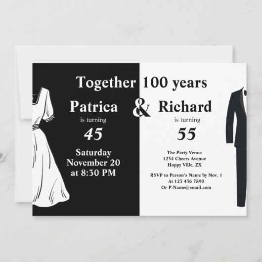 Dubbele Viering Gezamenlijke Verjaardag 100 Jaar Kaart (Voorkant)