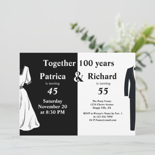 Dubbele Viering Gezamenlijke Verjaardag 100 Jaar Kaart (Staand voorkant)