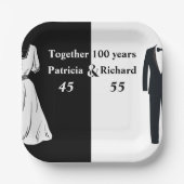 Dubbele Viering Gezamenlijke Verjaardag 100 Jaar Papieren Bordje (Voorkant)