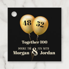 Dubbele Viering Gezamenlijke Verjaardag Goud en Zw Bedankjes Labels