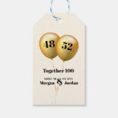 Dubbele Viering Gezamenlijke Verjaardag Goud en Zw Cadeaulabel (Voorkant)