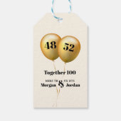 Dubbele Viering Gezamenlijke Verjaardag Goud en Zw Cadeaulabel (Achterkant)