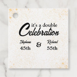 Dubbele Viering Gezamenlijke Verjaardag Goud Wit Bedankjes Labels