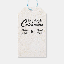 Dubbele Viering Gezamenlijke Verjaardag Goud Wit Cadeaulabel