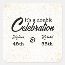 Dubbele Viering Gezamenlijke Verjaardag Goud Wit Vierkante Sticker