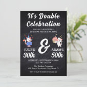 Dubbele viering gezamenlijke verjaardagsfeestuitno kaart (Staand voorkant)
