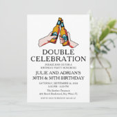 Dubbele viering gezamenlijke verjaardagsfeestuitno kaart (Staand voorkant)