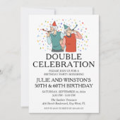 Dubbele viering gezamenlijke verjaardagsfeestuitno kaart (Voorkant)