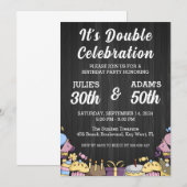Dubbele viering gezamenlijke verjaardagsfeestuitno kaart (Voorkant / Achterkant)