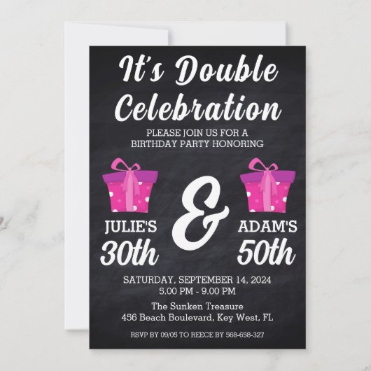 Dubbele viering gezamenlijke verjaardagsfeestuitno kaart (Voorkant)