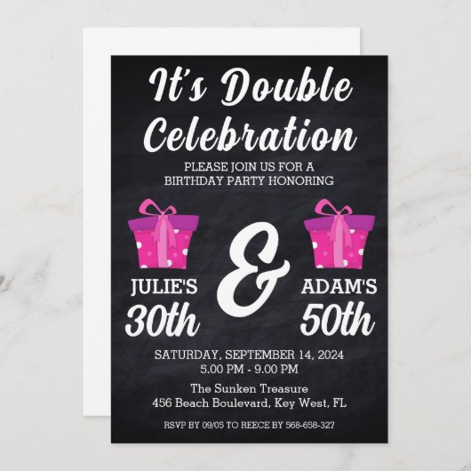 Dubbele viering gezamenlijke verjaardagsfeestuitno kaart (Voorkant / Achterkant)