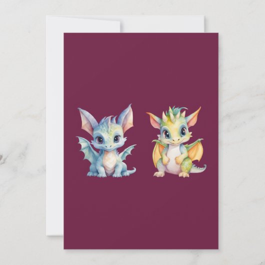 Dubbele Viering Schattigee Draken Sprookjesverjaar Kaart (Achterkant)
