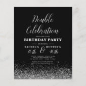 Dubbele Viering Zwart Zilver Verjaardagsfeestje Flyer (Voorkant)
