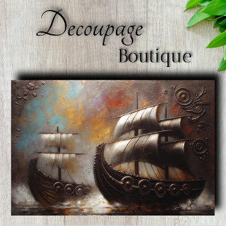 Dubbele Viking Schepen Decoupage Tissuepapier