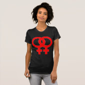 Dubbele vrouwelijke symbolen t-shirt (Voorkant volledig)