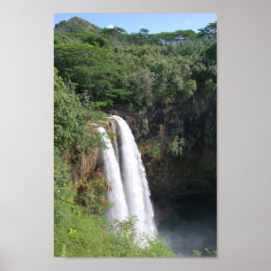Dubbele waterval, Wailua Herfsten Kauai Hawaii Poster