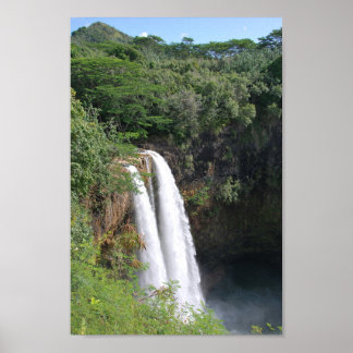 Dubbele waterval, Wailua Herfsten Kauai Hawaii Poster