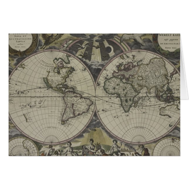 Dubbele Wereldkaart halfrond | 1672 (Voorkant Horizontaal)