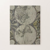 Dubbele Wereldkaart halfrond | 1672 Legpuzzel (Verticaal)