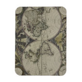 Dubbele Wereldkaart halfrond | 1672 Magneet (Verticaal)
