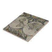 Dubbele Wereldkaart halfrond | 1672 Tegeltje (Zijkant)