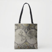 Dubbele Wereldkaart halfrond | 1672 Tote Bag (Voorkant)