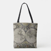 Dubbele Wereldkaart halfrond | 1672 Tote Bag (Achterkant)