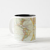 Dubbele Wereldkaart halfrond Tweekleurige Koffiemok (Voorkant links)