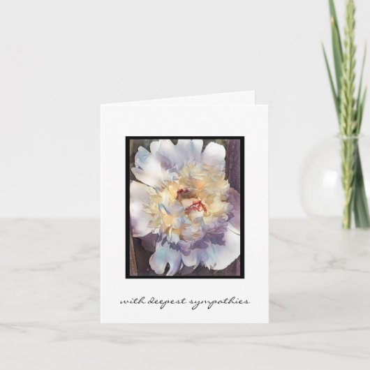 Dubbele witte pioen met roze randen Sympathy Card Kaart (Voorkant)