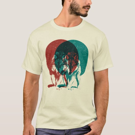 Dubbele wolf in de nacht t-shirt (Voorkant)