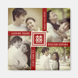 Dubbele Xi Chinese bruiloft 4 foto Opslaan van de  Magneet