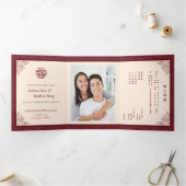 Dubbele Xi Chinese Tweetalige Trifold Bruiloft Uit Drieluik Uitnodiging (Binnen)