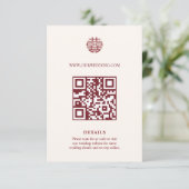 Dubbele Xi QR-code Chinese Trouwensluitkaart Save The Date (Staand voorkant)