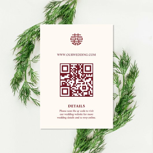 Dubbele Xi QR-code Chinese Trouwensluitkaart Save The Date