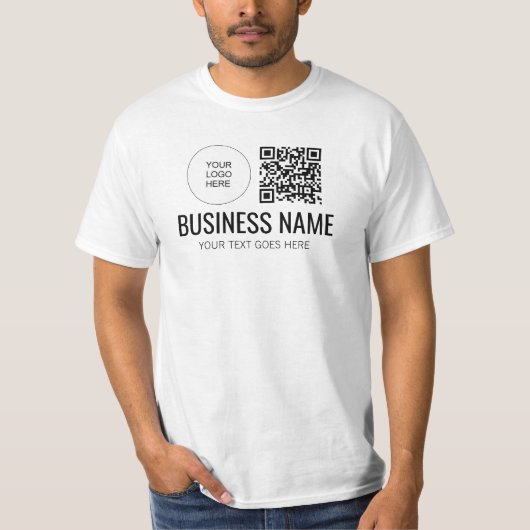 Dubbele zijdruk QR Code Logo Lid Mannen werk T-shirt (Voorkant)