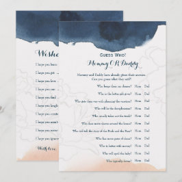 Dubbele zijkant - Baby shower games spelen wens |  Kaart